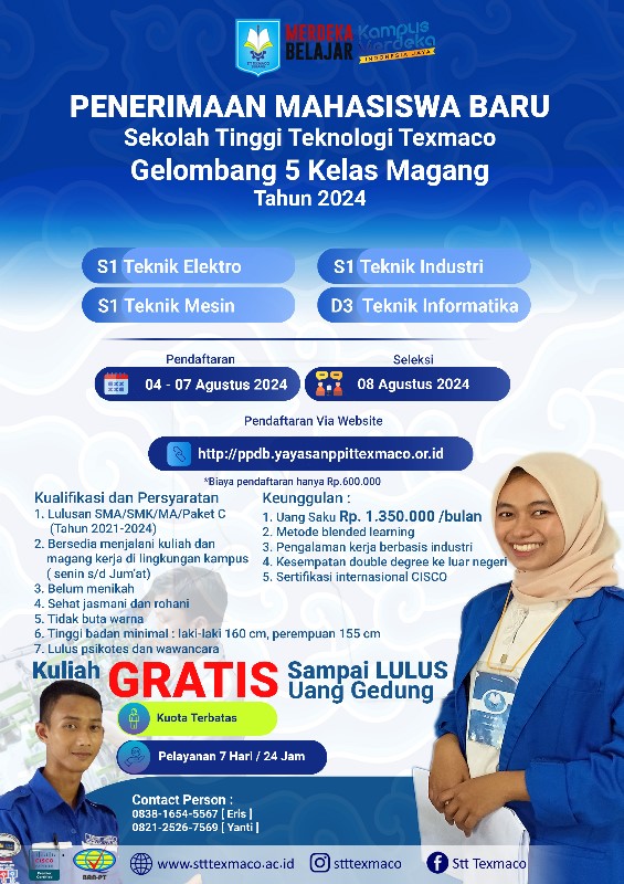 PENERIMAAN MAHASISWA BARU KELAS MAGANG GELOMBANG 5, AGUSTUS 2024
